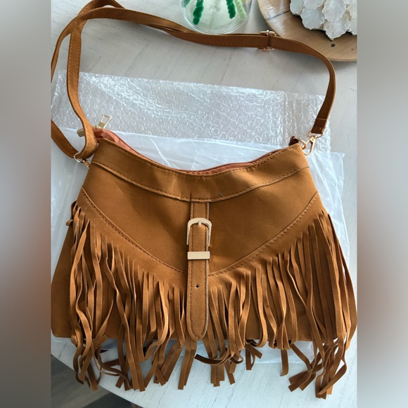 Handbags - Fringed Tan Shoulder Bag New